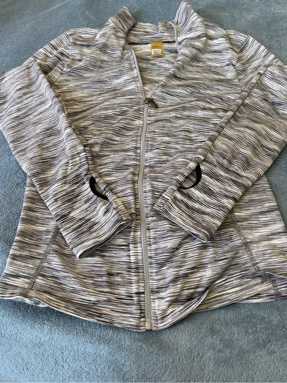 Live Electric-Gray Space Dye Full-Zip Activewear Jacket w/ Thumbholes   Sz.M/L